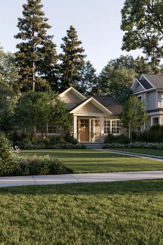 Craftsman home featuring warm greige siding highlighting new exterior paint color trends favoring creamy neutral tones.
