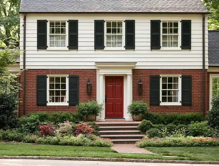 On a red brick house exterior, the most popular pairings are creamy whites